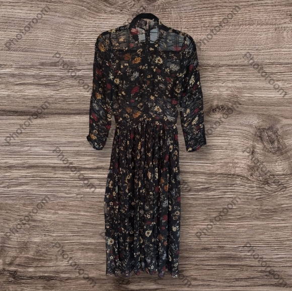 Dôen Black & Multicolour Silk Floral Sheer Dress - Picture 6 of 9